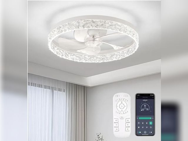 Lot 96-168515 - Ceiling Fans with Lights, Flush Mount Ceiling Fan with Lights and Remote, 6 Wind Speeds Low Profile ...