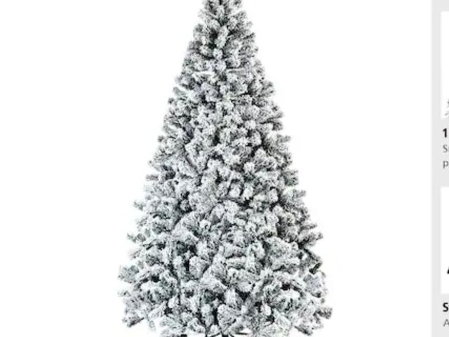 Lot 96-197448 - Costway 7.5-ft Flocked White Artificial Christmas Tree New MSRP $129