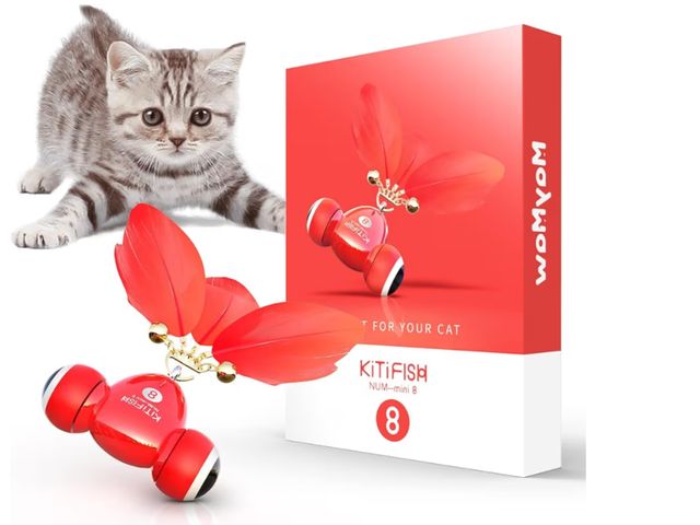 Lot 96-180621 - Dausdne Interactive Cat Toys The Kitifish Rechargeable Automatic Cat Toy for Indoor Cats with Feathe...