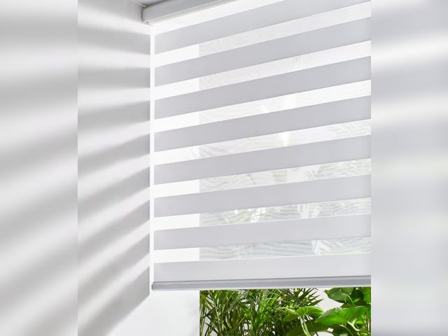 Lot 96-176302 - Persilux Cordless Zebra Blinds for Windows Free-Stop Roller Window Shades (22" W X 64" H, White) Dua...