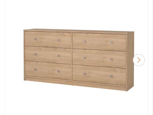 Lot 96-145128 - Tvilum Portland 6-Drawer Double Dresser in Oak 26.89 in. H x 56.34 in. W x 12.46 in. D New MSRP $106