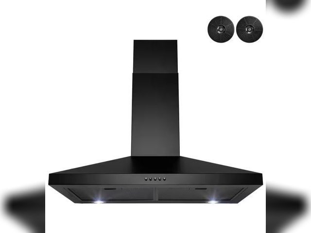 Lot 96-188697 - Golden Vantage 30 in. 217 CFM Convertible Black Painted Stainless Steel Wall Mount Range Hood with L...