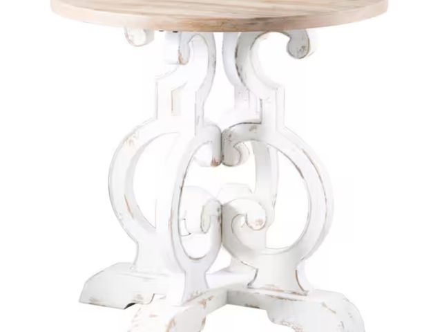 Lot 96-201517 - A &amp; B Home Alcott Antique White Round Table MSRP $323.51 New