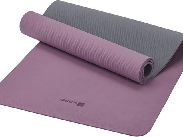Lot 96-198443 - KEEP 7mm Thick Yoga Mat - Eco-Friendly TPE Non Slip Exercise Mat for Women, 72"x24" Double-Color Wor...