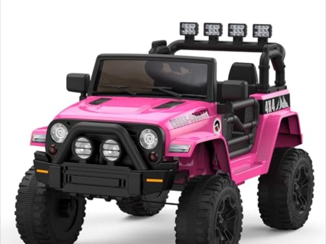 Lot 96-178436 - 2-Seater 12V Ride On Truck for Kids w/Parent Remote, Safety Belt, LED Lights, All-Terrain Wheels - P...