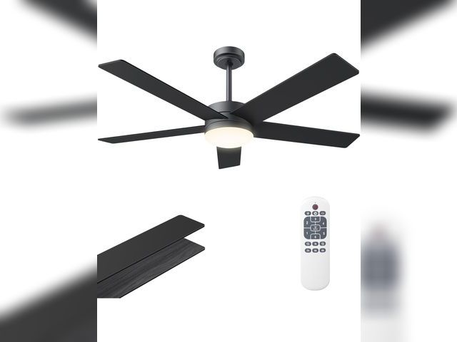 Lot 96-164000 - 52" Ceiling Fans with Lights, Ceiling Fan Black with Light &amp; Remote Control 52 Inch Ceiling Fan ...