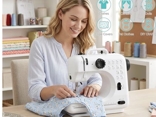 Lot 96-233133 - Mini Sewing Machine for Beginners, Portable with Dual Speed, 12 Stitches, Foot Pedal and Accessories...
