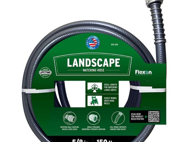 Lot 96-191388 - Flexon 5/8 in. Dia x 150 ft. Supreme Duty Water Hose New, has dust from warehouse