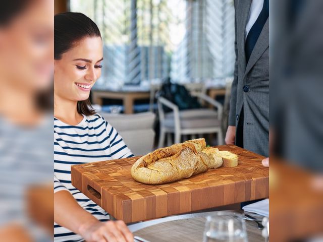 Lot 96-198206 - Giantex Teak Wood Cutting Board, 18" End Grain Chopping Block with Hand Grip, Pre-Conditioned With N...