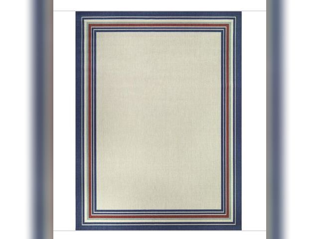 Lot 96-166122 - Hampton Bay Multi-Colored 5 ft. x 7 ft.
Striped Border Indoor/ Outdoor Area Rug New