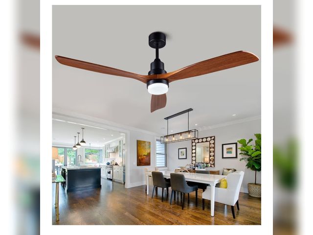 Lot 96-181281 - 60” Ceiling Fans [with Lighting Remote], Indoor Outdoor Mute, Modern Wooden Ceiling Fan [with 3 Soli...