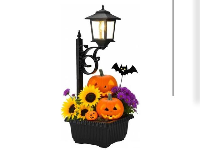 Lot 96-170578 - Outdoor Flower Pots 2 in 1, Floor Lamps Waterproof, Wall Mount Solar Lamp Post Lights, Outdoor Decor...