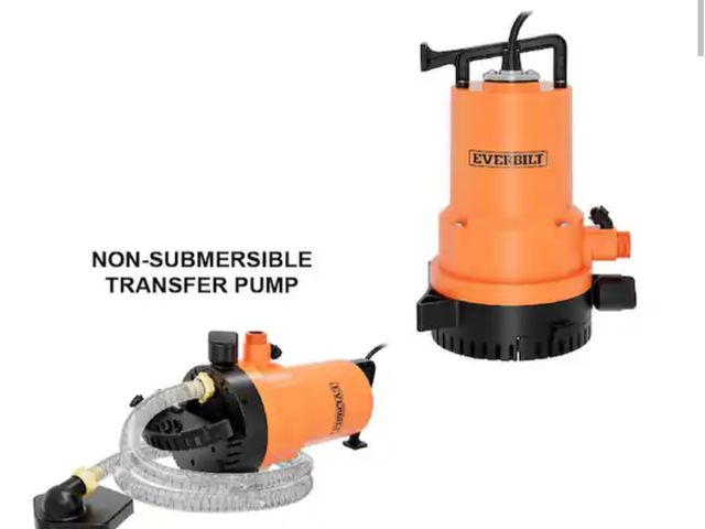 Lot 96-181801 - Everbilt 1/4 HP 2-in-1 Submersible Utility and Transfer Pump Lightly used untested