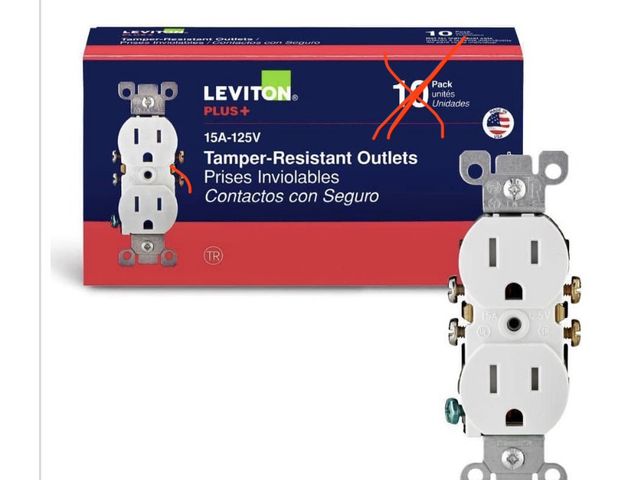 Lot 96-221985 - Leviton 15 Amp 125 V Tamper
Resistant Duplex Outlet/ Receptacle, White (7-Pack) New
