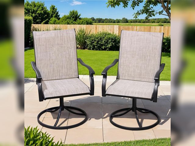 Lot 96-180687 - Outdoor Swivel Dining Chairs Set of 2, Textilene Patio Swivel Chair All Weather Outdoor Dining Chair...