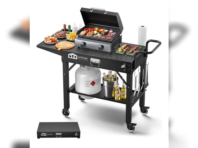 Lot 96-163699 - Leteuke Grill Cart for Blackstone Griddle, Portable Outdoor Grill Table, Foldable Cart Table with Wh...