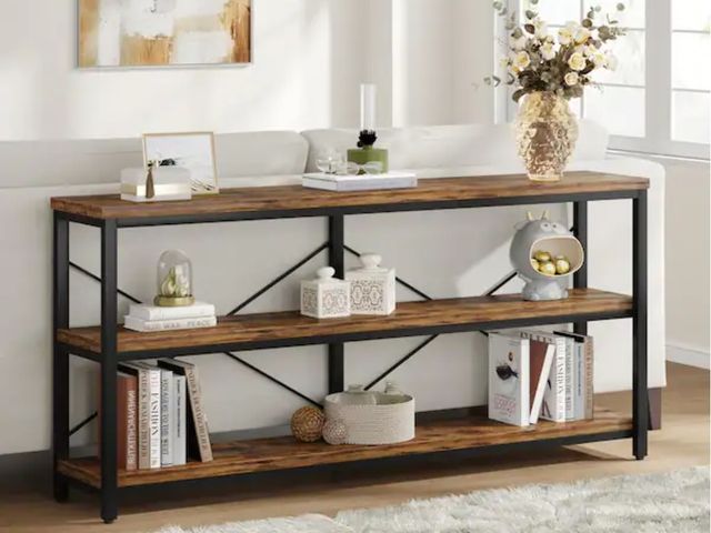 Lot 96-165989 - TRIBESIGNS WAY TO ORIGIN
Benjamin 55 in. Long Rustic Brown Rectangle MDF Console Table with Storage,...