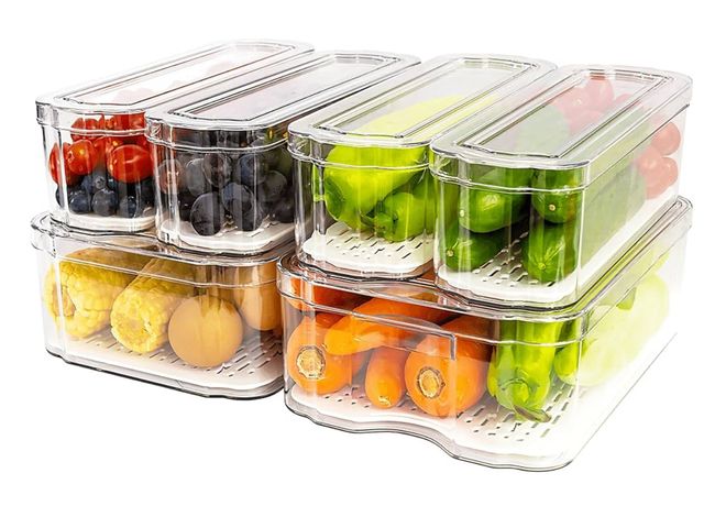 Lot 96-164394 - Fridge Organizers and Storage, 6 Pack Clear Freezer Organizer Bins with Lids for Kitchen, Pantry, Re...