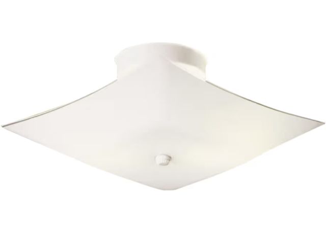 Lot 96-227652 - Design House 501338 Two-Light Square Frosted White Glass Semi-Flush Ceiling Mounted Light 11-inch, W...