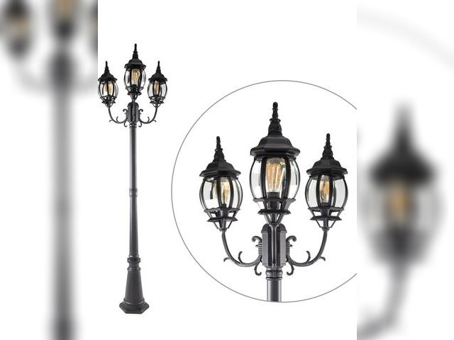 Lot 96-164403 - LUTEC LED Outdoor Post Light with Triple-Head, Hardwired Vintage Street Lights for Lawn Patio Yard P...