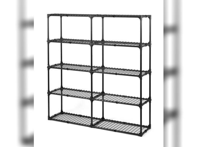 Lot 96-162024 - FUNKOL 5 Tier Black Heavy Duty Wire Shelf, Holds 1100 lbs. 2-Pack 57 in. x 14 in. x 60 in. $105.69 N...