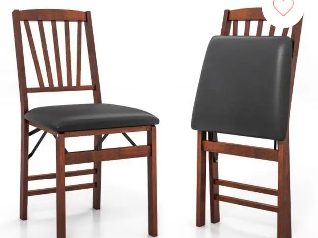 Lot 96-192282 - Dining Chair Set of 4 Folding Chairs with Padded Seat and Rubber Wood Frame MSRP $149.99 New