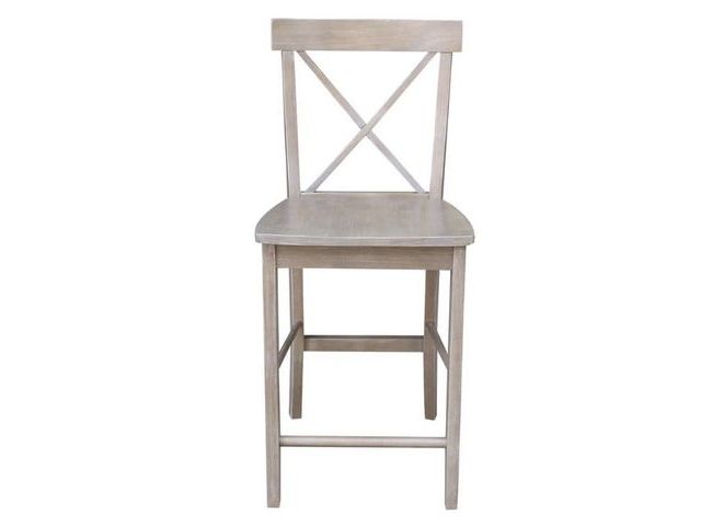 Lot 96-211098 - International Concepts X Back 24 in. H Weathered Taupe Gray Counter Stool MSRP $143
New