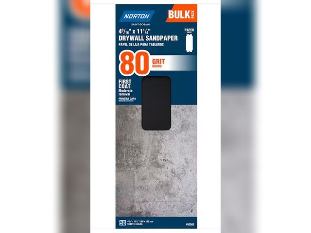 Lot 96-165241 - 5 Packs of Norton Drywall Sanding Sheets 4 3/16 in. x 11 1/4 in. Aluminum Oxide 80g (50-Pack)
New