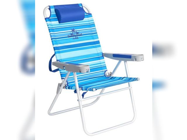 Lot 96-186620 - SUNNYFEEL Tall Folding Beach Chair Lightweight, Portable Sand Chair for Adults Heavy Duty 500 LBS wi...