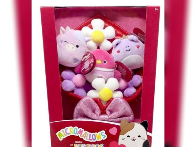 Lot 96-165597 - Squishmallows Micromallows 2025 Valentine's Day Francine, Patty &amp; Della Plush Bouquet

New