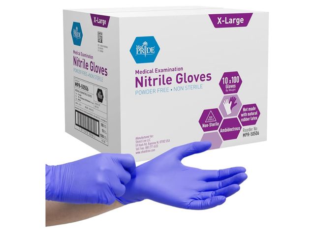 Lot 96-170172 - MedPride Powder-Free Nitrile Exam Gloves, X-Large, Case/1000, 100 Count (Pack of 10) New