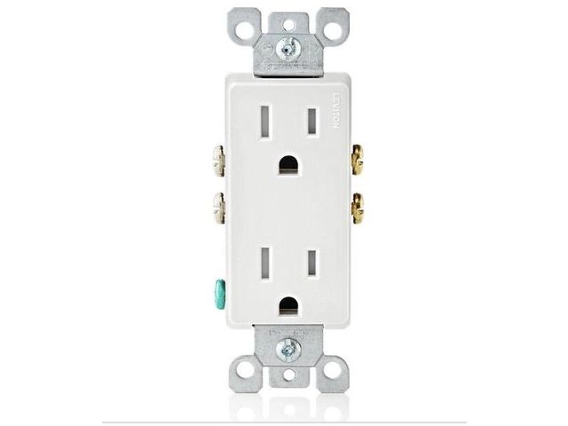 Lot 96-211710 - Leviton Decora 15 Amp 125 V
Tamper Resistant Duplex
Outlet/Receptacle, White (10-
Pack) New