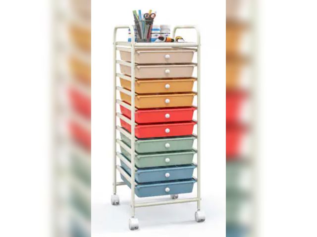 Lot 96-227857 - Costway 10 Drawer Rolling Storage Cart Scrapbook Paper Office School Organizer Macaron
New