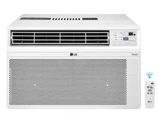 Lot 96-164764 - LG 12,000 BTU 115V Window Air Conditioner Cools 550 sq. ft. with Wi-Fi, Remote, Dehumidifier and in ...