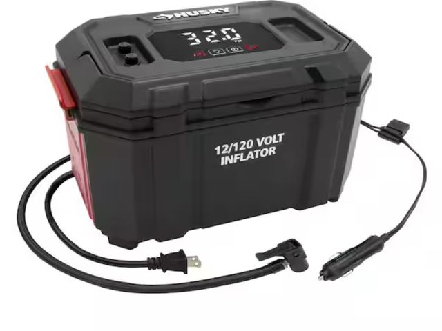 Lot 96-182413 - Husky
12-Volt/120-Volt Home &amp; Auto Tire Inflator
New