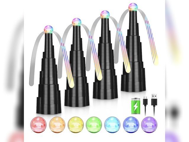 Lot 96-233272 - Fly Fans for Tables, Rechargeable Fly Fan Table Top Fan with LED Light, Fly Spinner with Soft Hologr...
