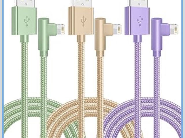 Lot 96-191303 - iPhone Charger,3 Pack 6FT Lightning Cable [Apple MFi Certified] iPhone Fast Charging Cable 90 Degree...