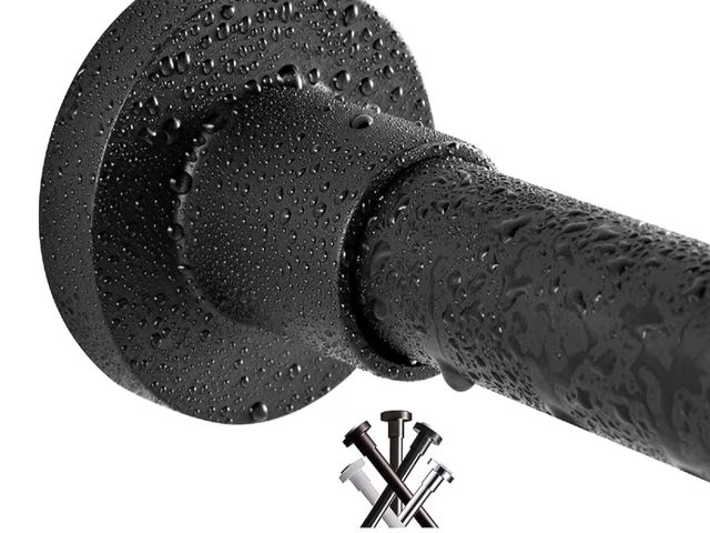 Lot 96-188205 - BRIOFOX Shower Curtain Rod 43-73 Inches Matte Black, Rustproof and Non-Fall Down Spring Tension Rod ...