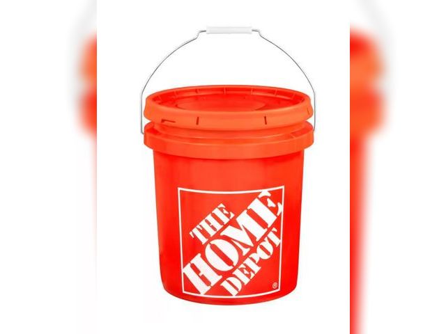 Lot 96-179697 - 5 Gallon Orange Homer Bucket Unused, some dust from warehouse