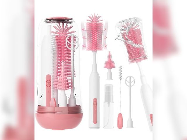 Lot 96-212229 - Electric Bottle Brush Cleaner,Rechargeable Baby Bottle Cleaning kit with Formula Mixer, Silicone Nip...