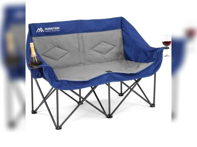 Lot 96-181076 - Double Camping Chairs, 2 Person Camping Chair, Outdoor Camping Couch, Blue Oversized Loveseat, Heavy...