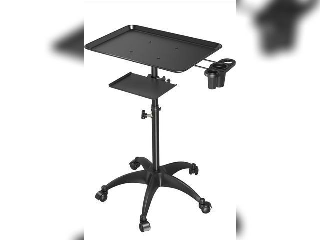 Lot 96-211499 - Salon Tray Cart with Storage Platform, Aluminum Tattoo Tray with Wheels Trolley Adjustable Height, S...