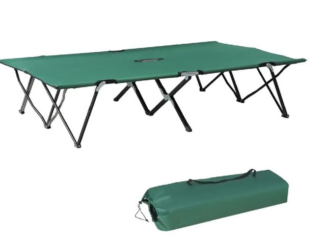 Lot 96-160494 - Outsunny 2 Person Folding Camping Cot for Adults, 50" Extra Wide Outdoor Portable Sleeping Cot with ...