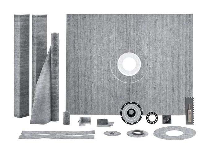 Lot 96-173058 - VEVOR Shower Curb Kit, 48"x60" Shower Pan Kit with 4" ABS Central Flange, Waterproof Membrane, Stain...