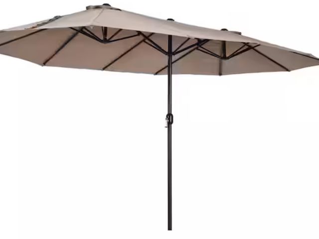 Lot 96-166441 - Outsunny
15 ft. Steel Rectangular Outdoor Double Sided Market Patio Umbrella with UV Sun Protection ...