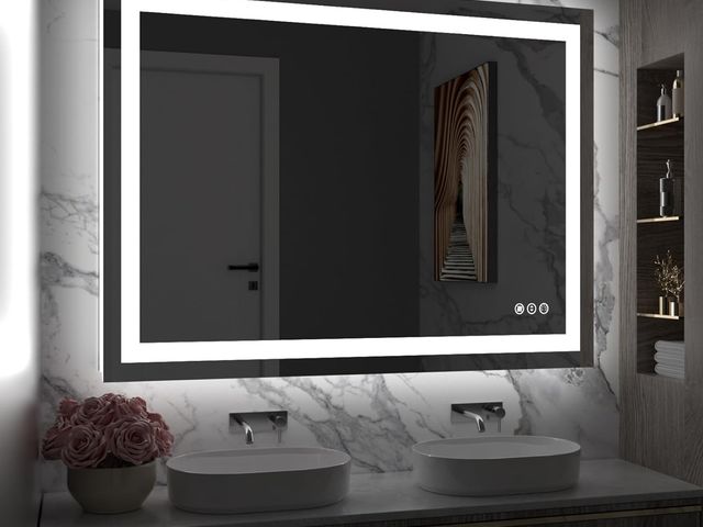 Lot 96-178701 - LED Bathroom Mirror approx. 40'' X30'' with Front Light and Backlit, Stepless Dimmable Wall Mirrors ...