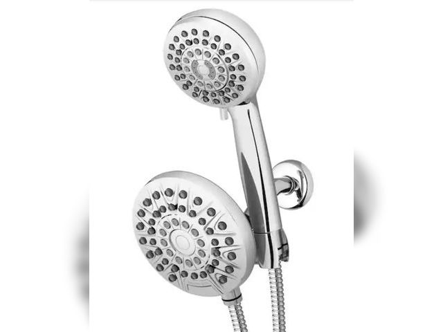 Lot 96-167067 - Waterpik
8-Spray Patterns with 1.8 GPM 6.25 in. Wall Mount Dual Shower Head and Handheld Shower Head...