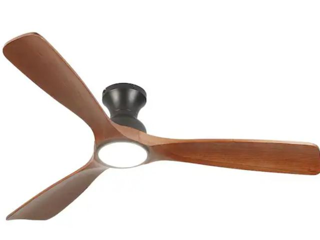 Lot 96-181800 - TOZING
52 in. Indoor Solid Red Wood Low Profile Semi Flush Mount Ceiling Fan Light with LED with Rem...