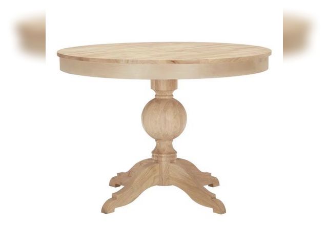 Lot 96-221800 - Round Pedestal Unfinished Natural Pine Wood Table for 4 TABLETOP ONLY exact diameter unknown approx ...