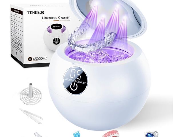 Lot 96-230784 - Ultrasonic Retainer Cleaner Machine,45kHz Ultrasonic Cleaner with 200 ML Dental Cleaning Pod, 360°De...
